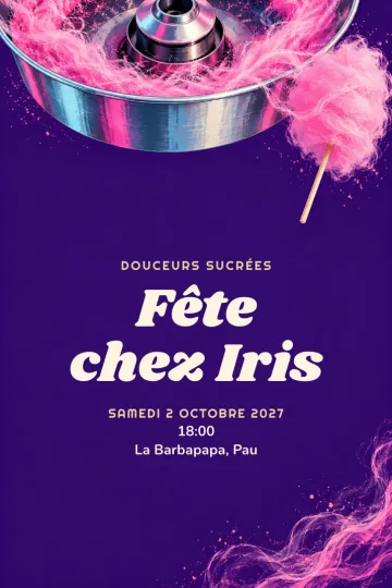 Invitation Anniversaire enfant, modèle Atelier barbe à papa