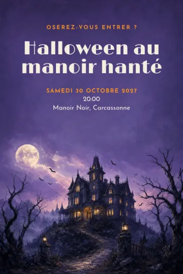 Invitation Halloween, modèle Manoir hanté